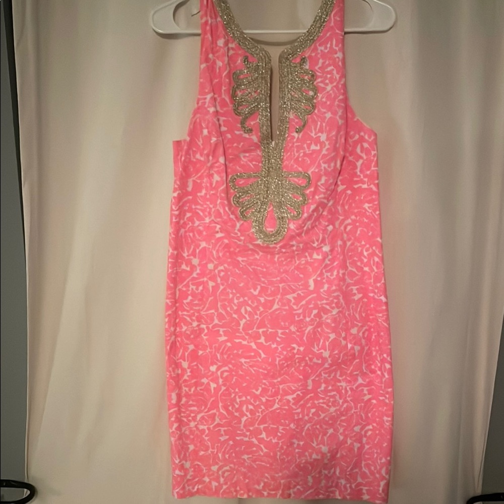 Lilly Pulitzer Pink Dress with Gold Accents
